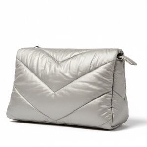 Caraa x Athleta Gray Quilted Puffer Convertible Crossbody Shoulder Bag